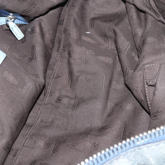 GUCCI Bamboo Tote Bag Leather Blue Auth - Picture 14 of 16